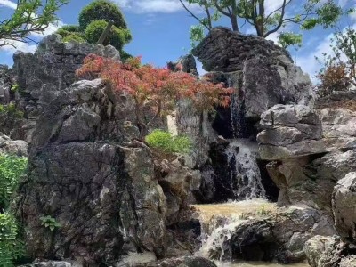 塑石假山瀑布流水景观定制景区仿真树门头假树大型人动物水泥雕塑图2