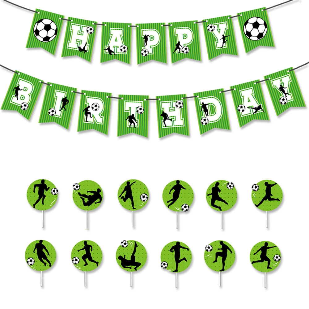 足球蛋糕插拉旗组合